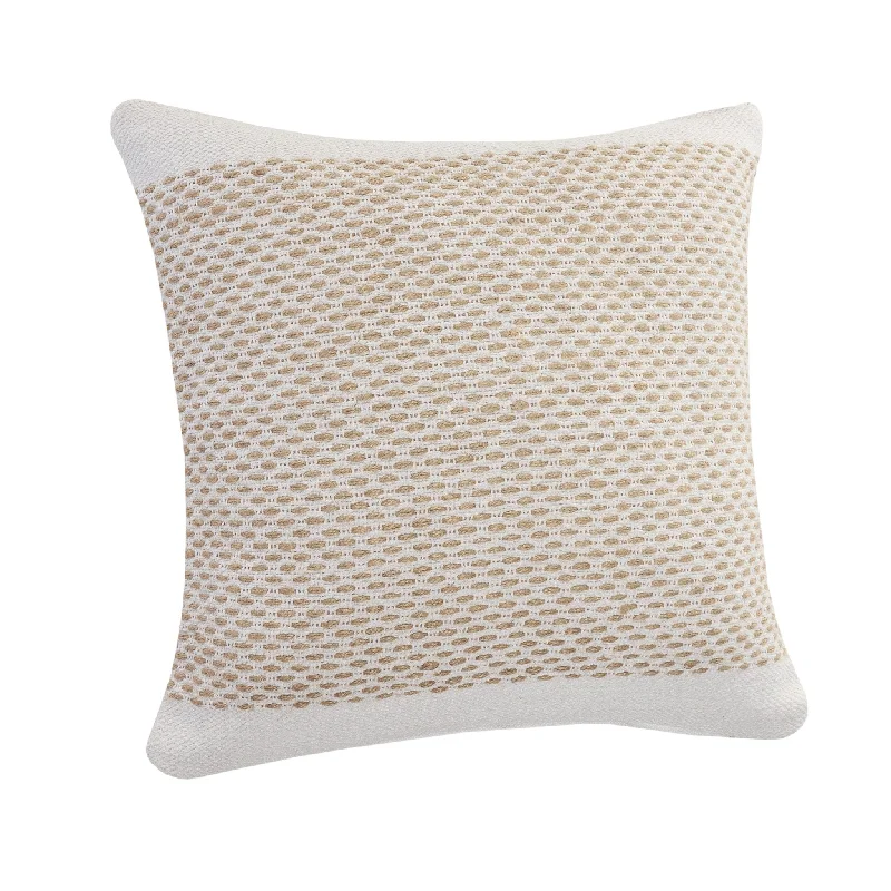 Kids Pillows with Fun Designs20" X 20" Ivory And Tan 100% Cotton Geometric Zippered Pillow