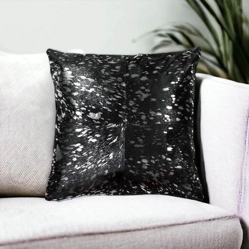 Silk Pillows for Smooth Skin and Hair18" Black and Silver Cowhide Throw Pillow