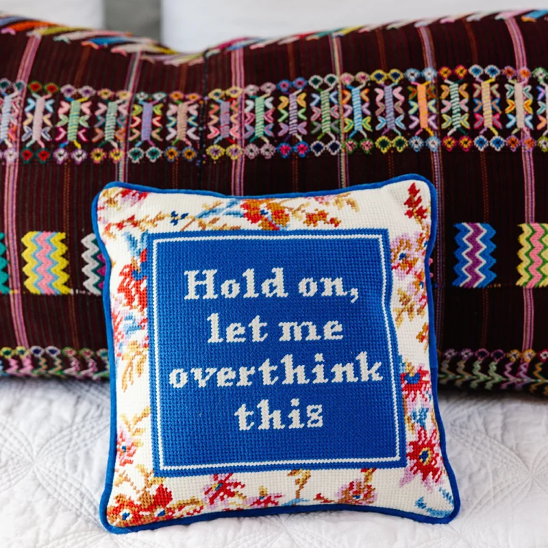 Plush Pillows for a Cozy BedOverthink Needlepoint Pillow