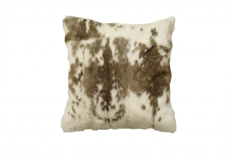 Down Alternative Pillows for Ethical Choices18" X 18" Brown And White Rabbit Zippered Natural Fur Animal Print Throw Pillow Down Alternative Pillows for Ethical Choices18" X 18" Brown And White Rabbit Zippered Natural Fur Animal Print Throw Pillow