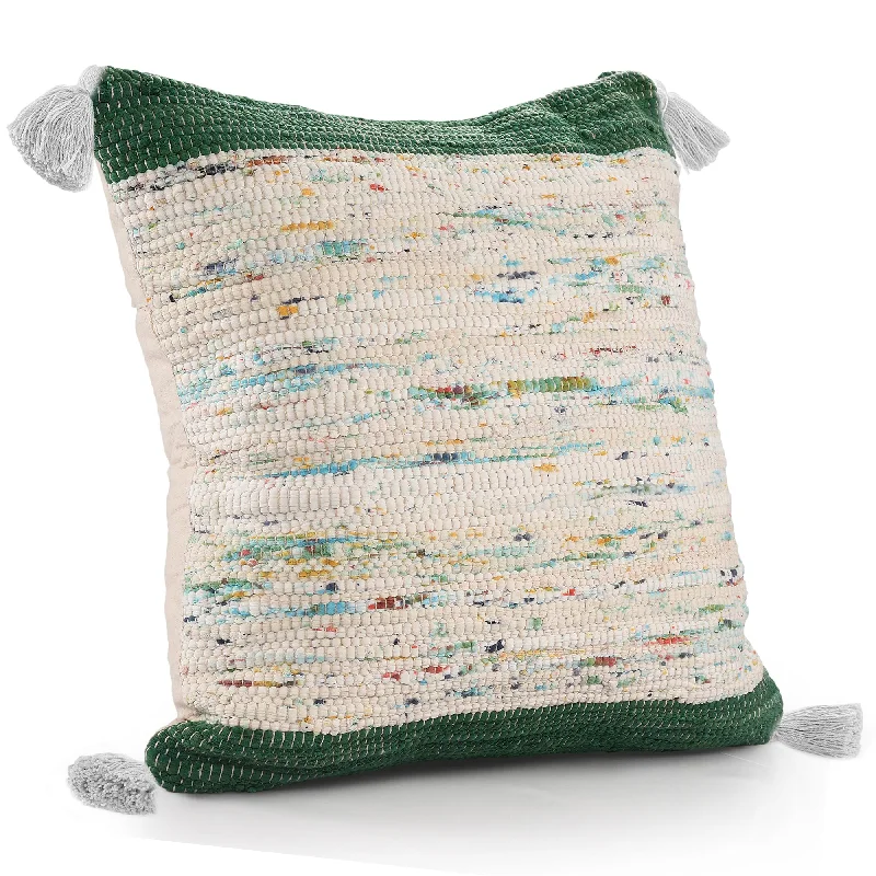 Hypoallergenic Pillows for Allergy Sufferers20" X 20" Green And Off-White 100% Cotton Abstract Zippered Pillow