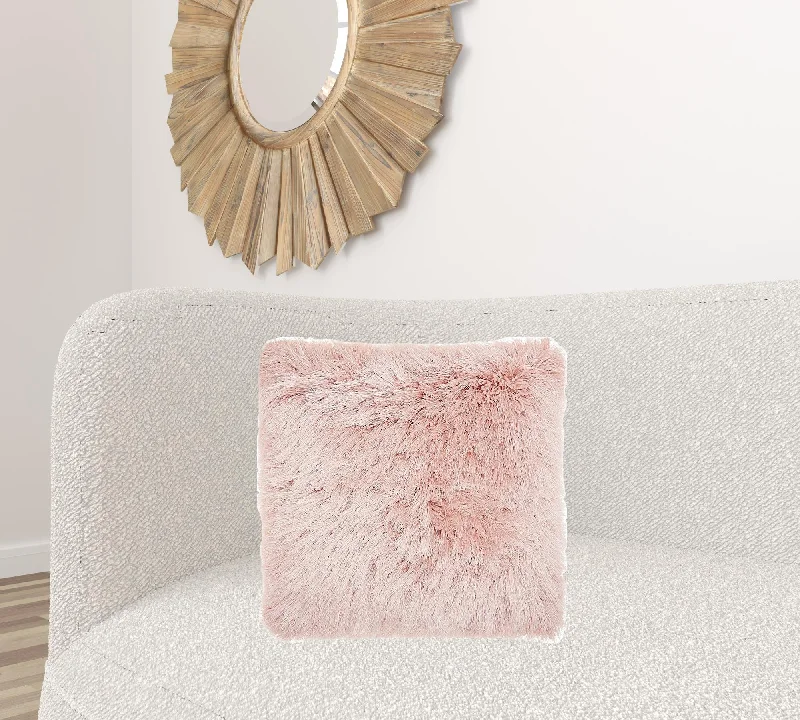 Kids Pillows with Fun DesignsFluffy Rose Pink Shag Accent Throw Pillow