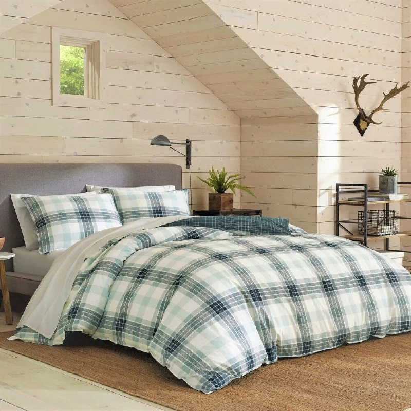 Microfiber - filled comforters that are lightweight and easy to care forEddie Bauer Winter Ridge Plaid Cotton Comforter Set