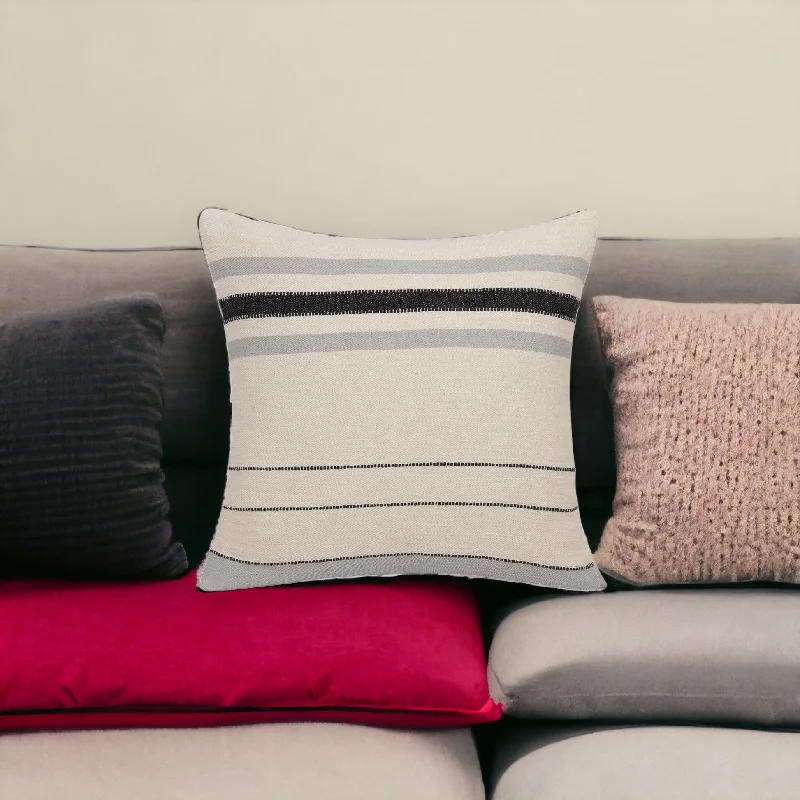 Velvet Pillows for a Touch of Elegance20" X 20" Ivory Striped Cotton Zippered Pillow