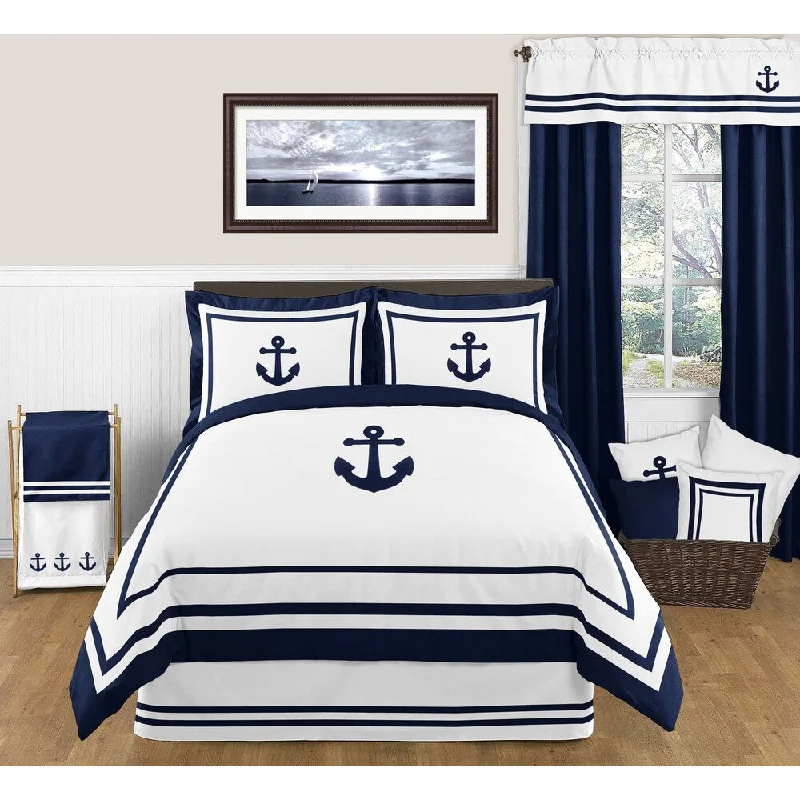 Down - filled comforters for supreme warmth and lightnessSweet Jojo Designs Anchors Away 3-piece Full/ Queen-size Comforter Set
