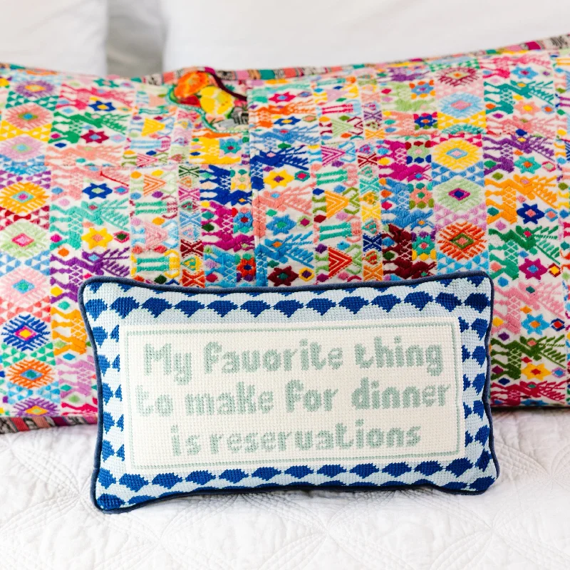 Plush Pillows for a Cozy BedReservations Needlepoint Pillow