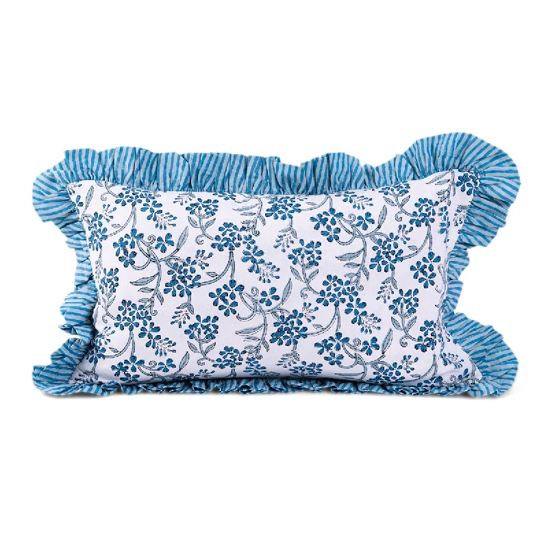 Bolster Pillows for Sofa DecorationRuffle Lumbar Pillow - Sanibel - Case Only