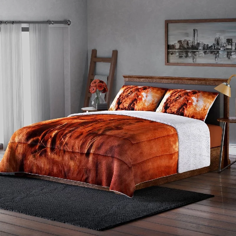 Wool - filled comforters with natural moisture - wicking and temperature - regulating featuresHOMESMART Brown Lion Print Pattern Flannel Sherpa Comforter Pillow Wool - filled comforters with natural moisture - wicking and temperature - regulating featuresHOMESMART Brown Lion Print Pattern Flannel Sherpa Comforter Pillow