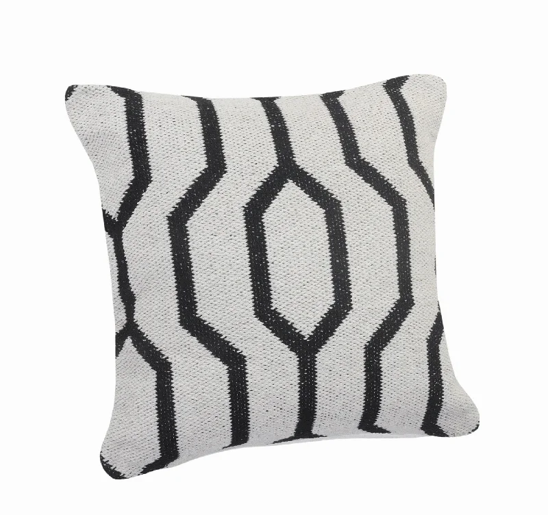Cotton Pillows for Natural Comfort20" X 20" White And Black 100% Cotton Geometric Zippered Pillow