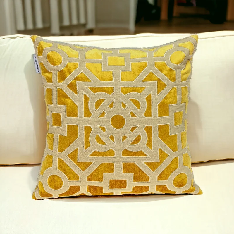 Bolster Pillows for Sofa DecorationBeige and Mustard Lattice Yellow Velvet Throw Pillow Bolster Pillows for Sofa DecorationBeige and Mustard Lattice Yellow Velvet Throw Pillow