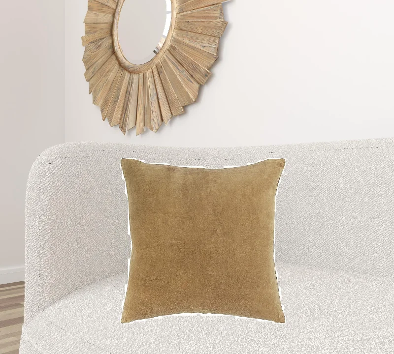Soft and Fluffy Pillows for Bedroom ComfortGold Solid Reversible Cotton Velvet Throw Pillow