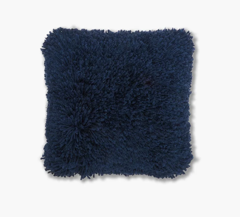 Round Pillows for Boho-Style InteriorsLush Yarn Navy Shag Accent Pillow 20 x 20