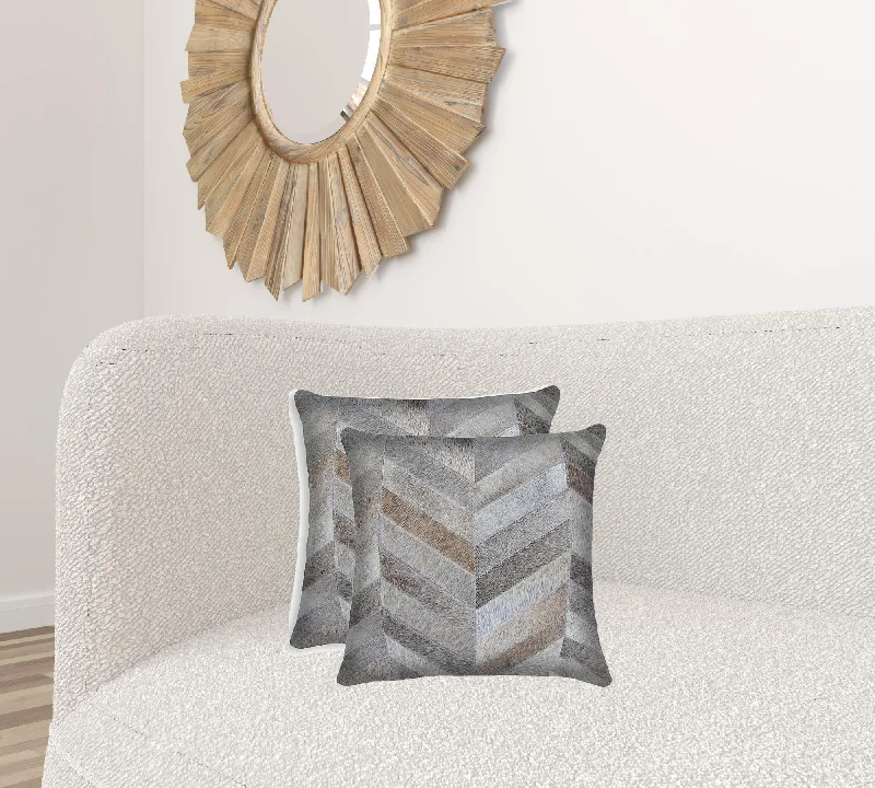 Down Alternative Pillows for Ethical Choices18 X 18 Gray Cowhide Throw Pillow