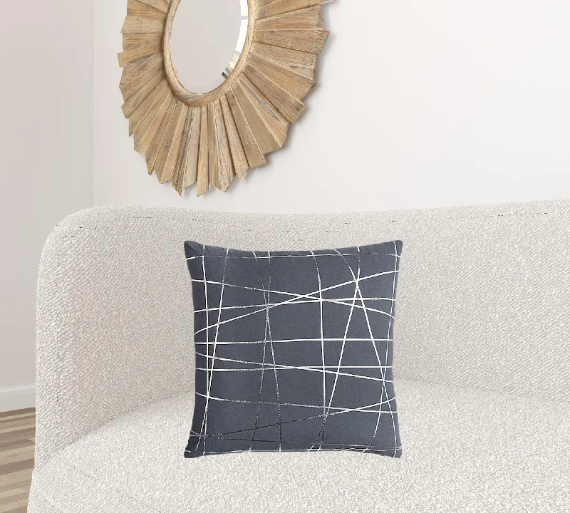 Adjustable Pillows for Customized ComfortGray Silver Contemporary Linework Throw Pillow