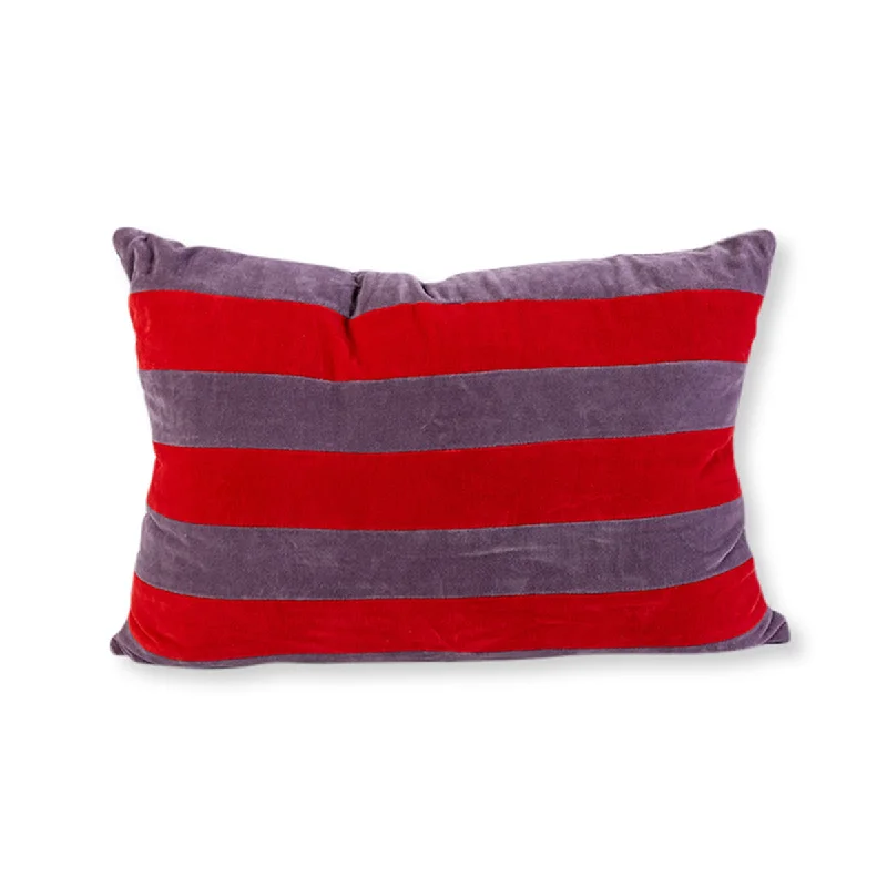 Feather Pillows for a Luxurious SleepStriped Velvet Lumbar Pillow - Lilac + Cherry - Case Only