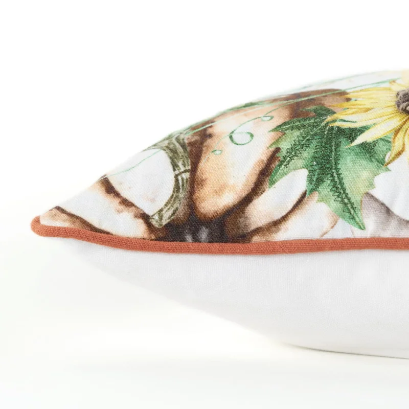 Cooling Pillows for Hot Sleepers14" X 20" Orange and Ivory Thanksgiving Cotton Pillow With Embroidery Edges Cooling Pillows for Hot Sleepers14" X 20" Orange and Ivory Thanksgiving Cotton Pillow With Embroidery Edges
