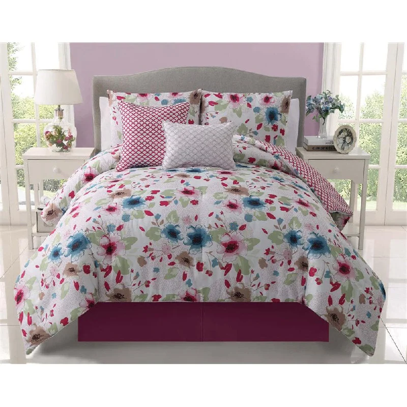 Wool - filled comforters with natural moisture - wicking and temperature - regulating featuresVCNY Natalie Reversible 5-piece Comforter Set - Multi