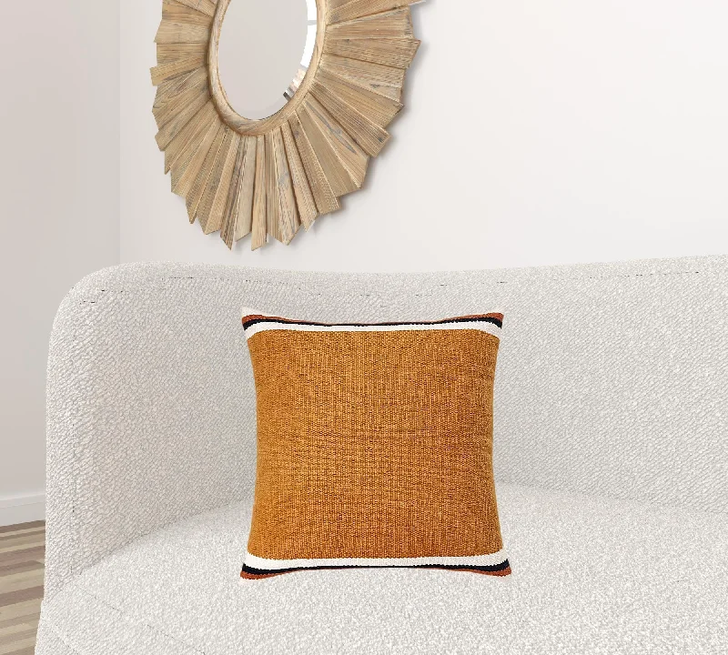 Soft and Fluffy Pillows for Bedroom Comfort20" X 20" Orange White And Black 100% Cotton Geometric Zippered Pillow