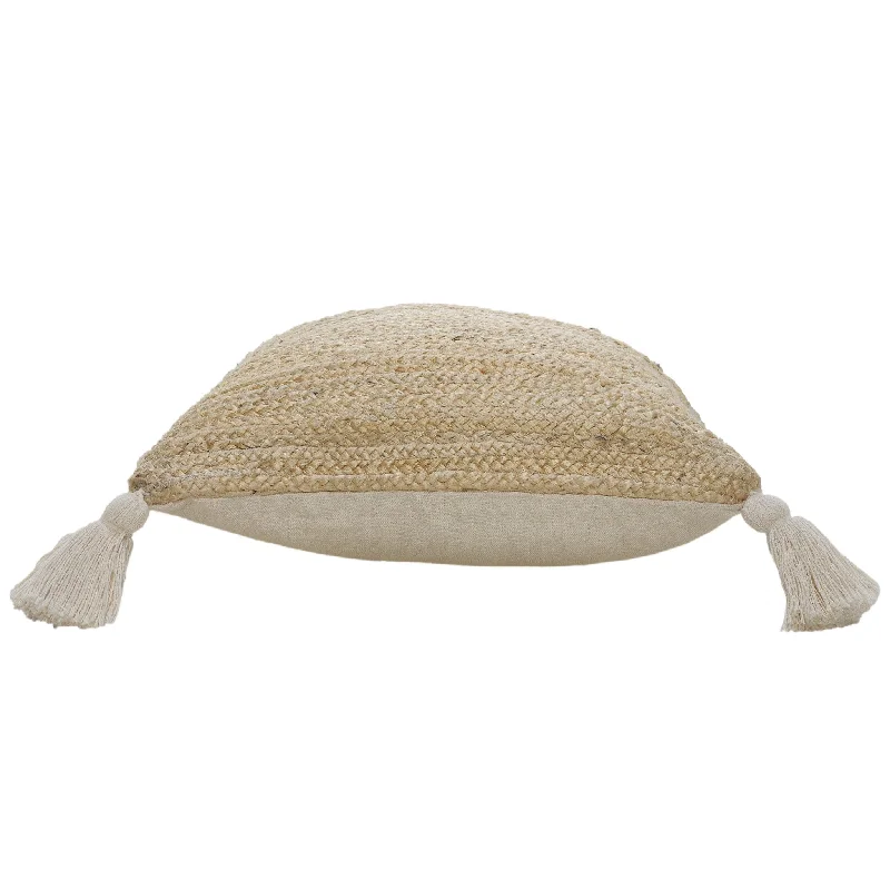 Down Alternative Pillows for Ethical Choices20" X 20" Tan And Beige Jute Zippered Pillow