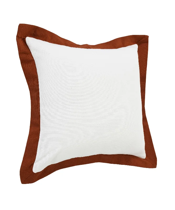 Square Pillows for Modern Home Decor20" X 20" White And Cinnamon 100% Cotton Geometric Zippered Pillow
