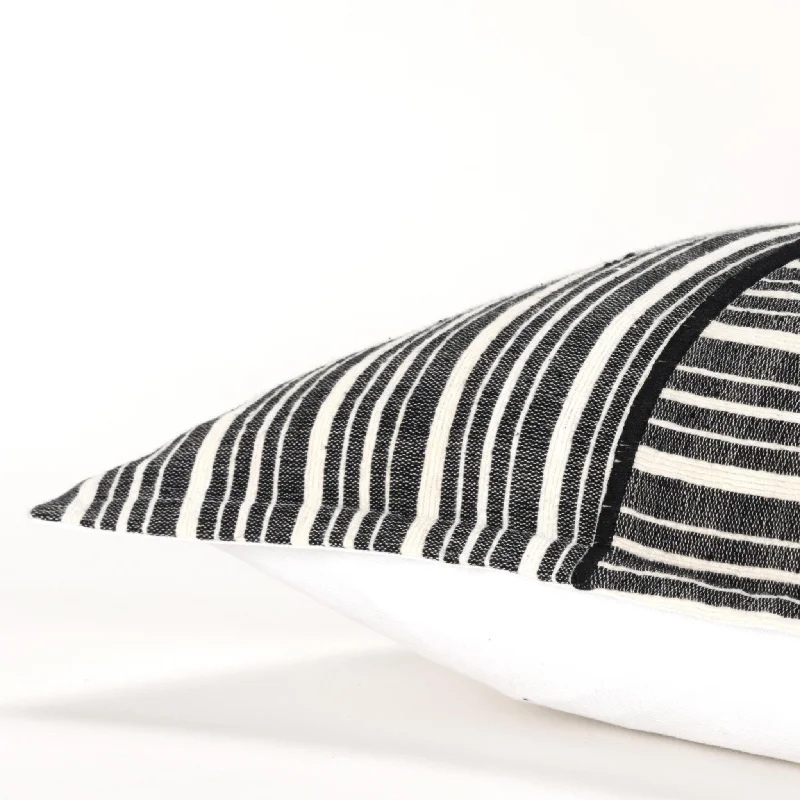 Down Alternative Pillows for Ethical Choices20" Black and White Cotton Pillow With Embroidery Edges