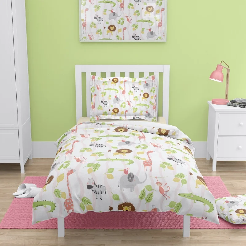 Silk - filled comforters for a luxurious and smooth touchLaural Home Jungle Pals and Friends Pink Comforter Silk - filled comforters for a luxurious and smooth touchLaural Home Jungle Pals and Friends Pink Comforter
