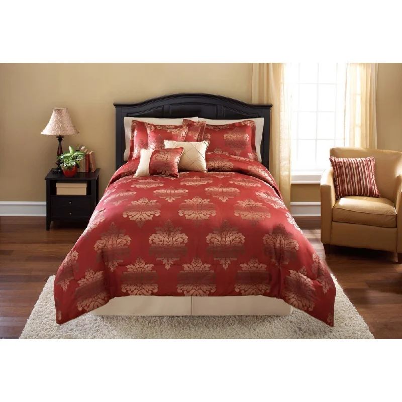 Duck down comforters with a softer feel and good warmth retentionVCNY Red Ombre Damask 7-piece Comforter Set