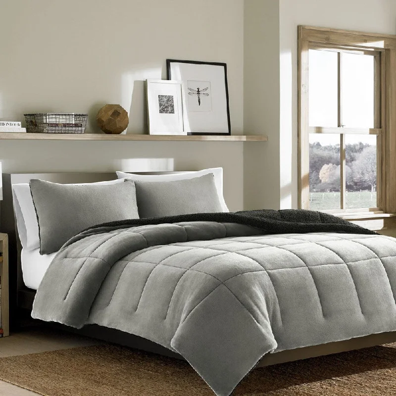 Synthetic - filled comforters like polyester for affordability and hypoallergenic propertiesEddie Bauer Premium Fleece Chrome Comforter Set