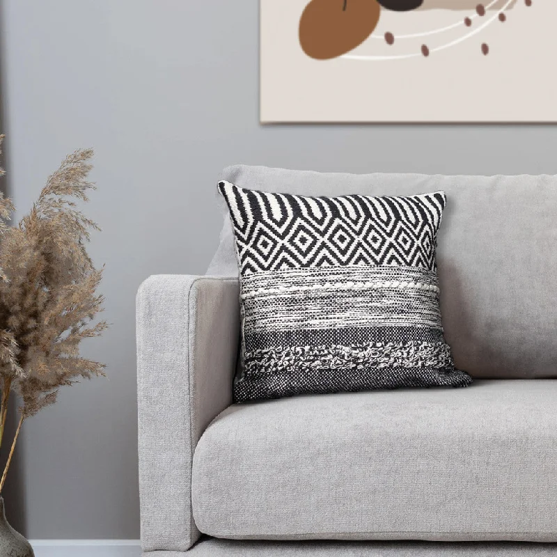 Lumbar Support Pillows for Car Seats18" X 18" Beige And Black Zippered 100% Cotton Throw Pillow With Embroidery Lumbar Support Pillows for Car Seats18" X 18" Beige And Black Zippered 100% Cotton Throw Pillow With Embroidery