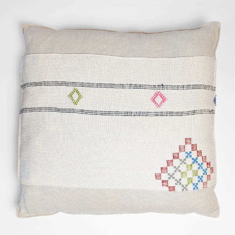 Hypoallergenic Pillows for Allergy SufferersNeutral with Color Handstitch Pillow III