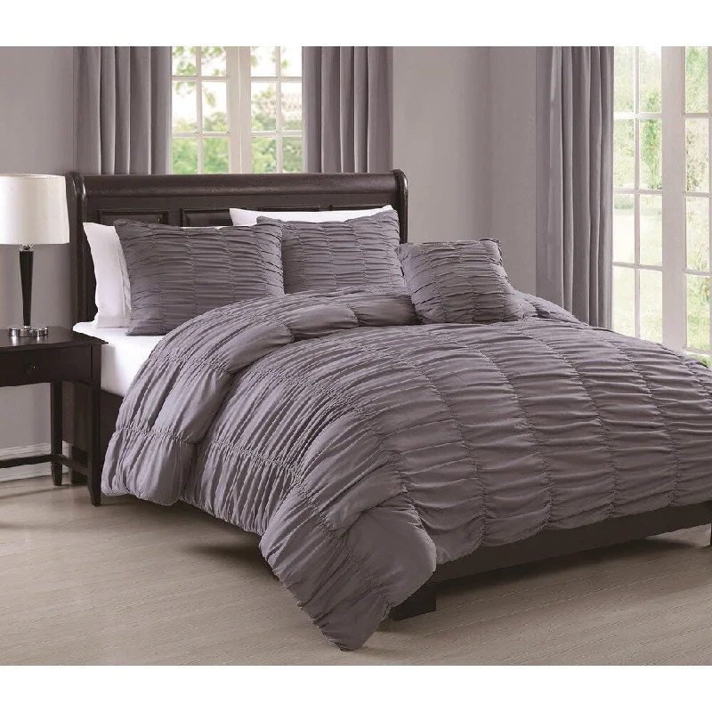 Bamboo - fiber - filled comforters with antibacterial and breathable qualitiesNikki 4-piece Ruched Comforter Set