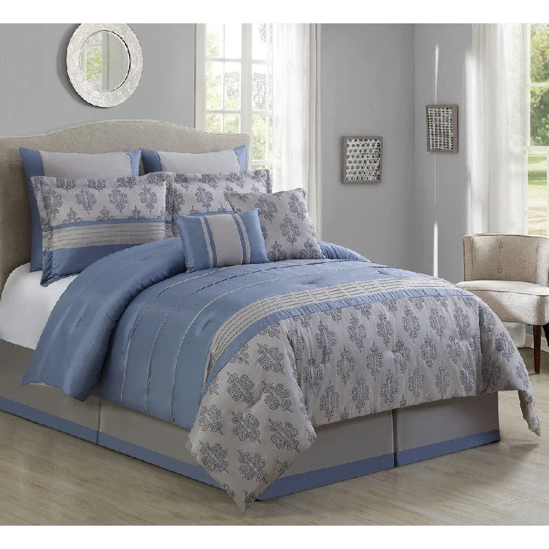 Wool - filled comforters with natural moisture - wicking and temperature - regulating featuresMaya Embroidered 8-piece Comforter Set