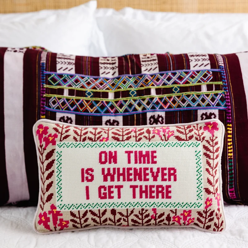 Adjustable Pillows for Customized ComfortOn Time Needlepoint Pillow