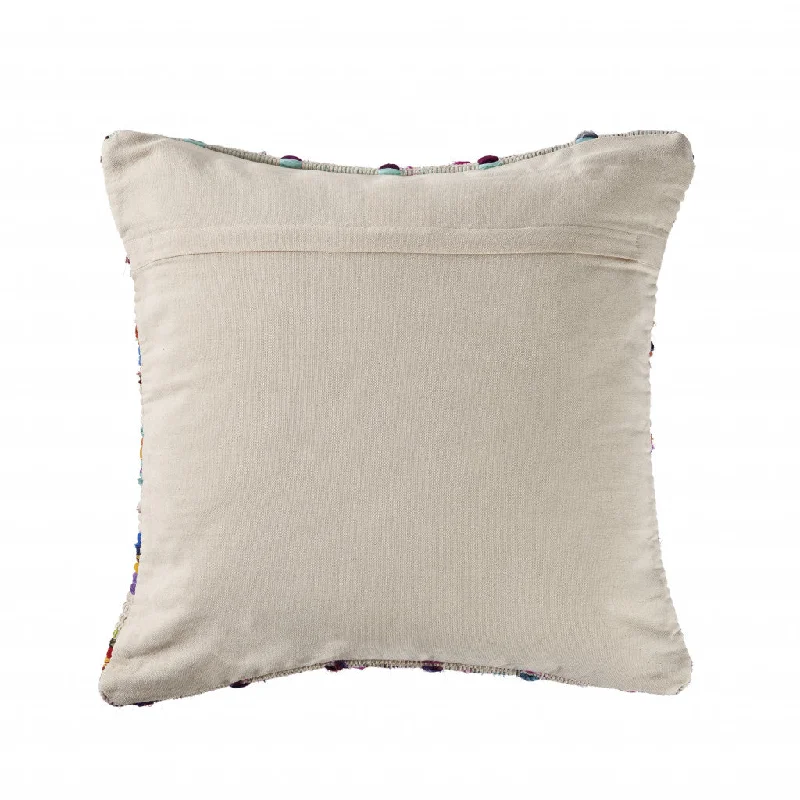 Silk Pillows for Smooth Skin and Hair20" X 20" Beige Red Green Blue Yellow Orange And Pink 100% Cotton Geometric Zippered Pillow