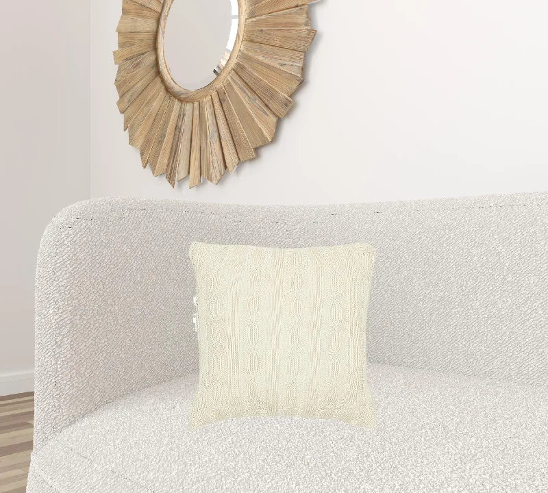 Square Pillows for Modern Home DecorIvory Knit Sweater Stripe Down Throw Pillow