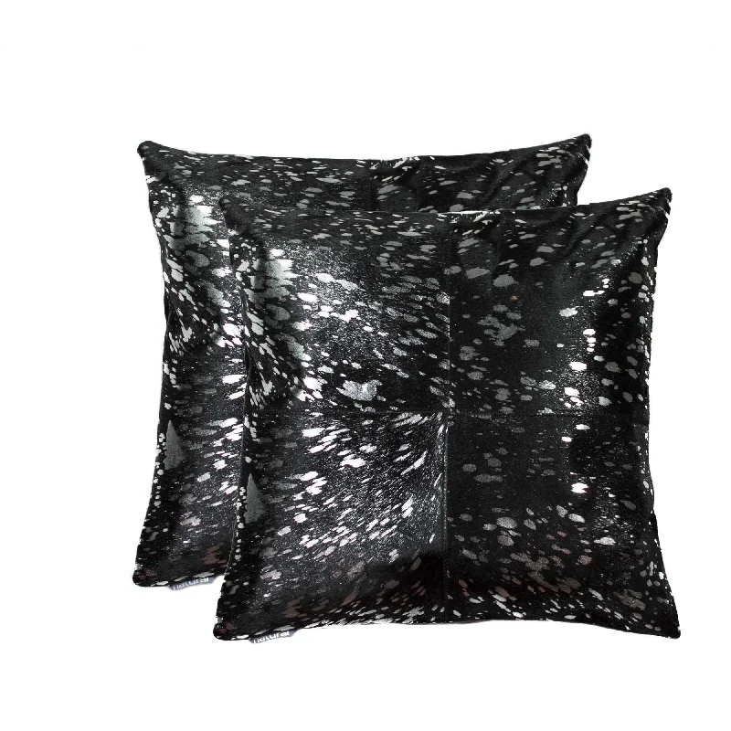 Silk Pillows for Smooth Skin and HairSet of Two 18" Black and Silver Cowhide Throw Pillow