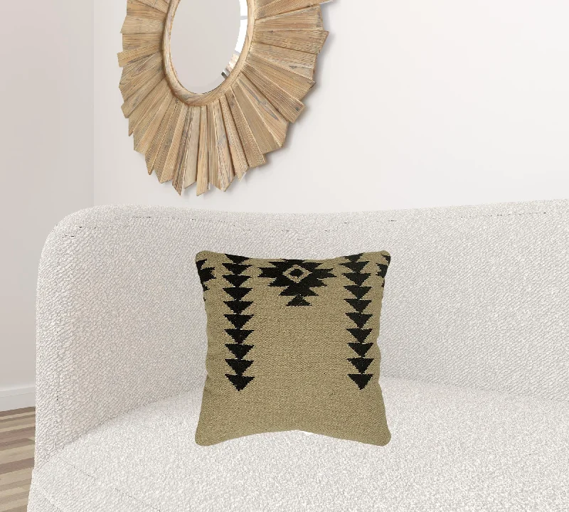 Round Pillows for Boho-Style InteriorsBlack Beige Mod Tribal Down Filled Throw Pillow