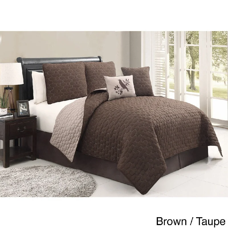 Microfiber - filled comforters that are lightweight and easy to care forVCNY Stockton 5-piece Reversible Quilt Set
