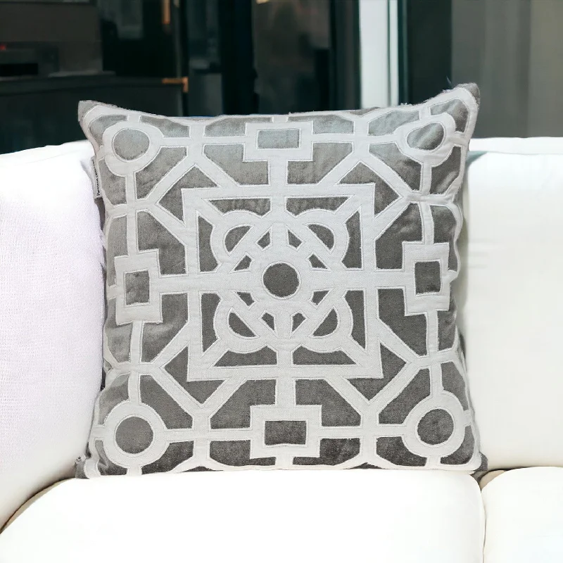 Lumbar Support Pillows for Car SeatsWhite and Gray Lattice Velvet Throw Pillow