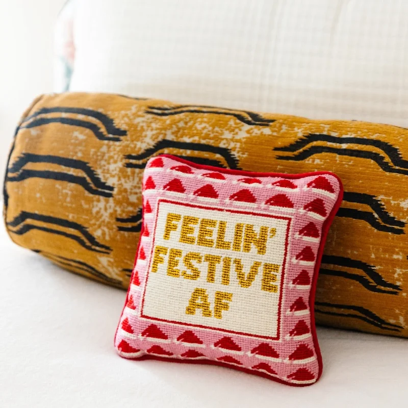 Plush Pillows for a Cozy BedFestive AF Needlepoint Pillow