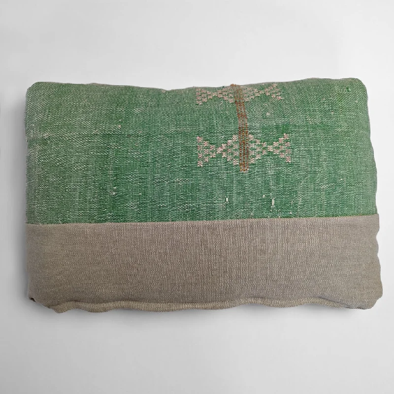 Soft and Fluffy Pillows for Bedroom ComfortBeige & Green Handstitched Pillow