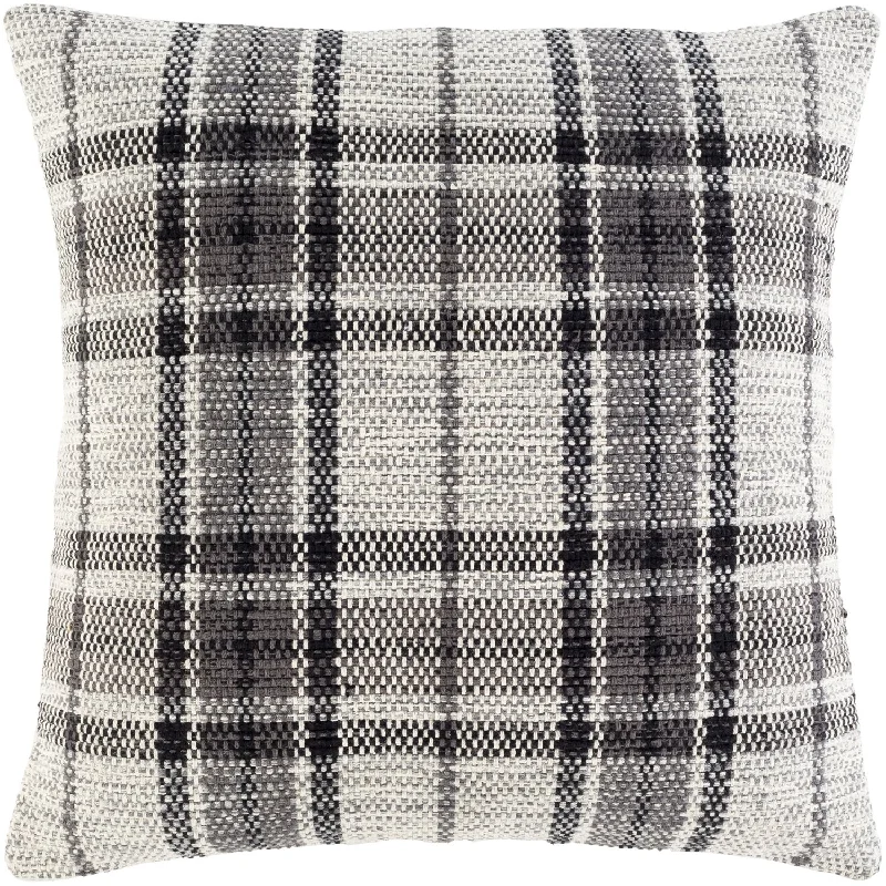 Square Pillows for Modern Home DecorJacobean Hand Woven Pillow in Charcoal & Beige