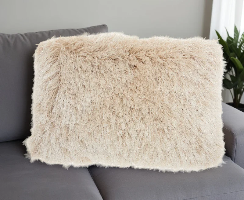 Cotton Pillows for Natural ComfortBeige Super Shaggy Throw Pillow