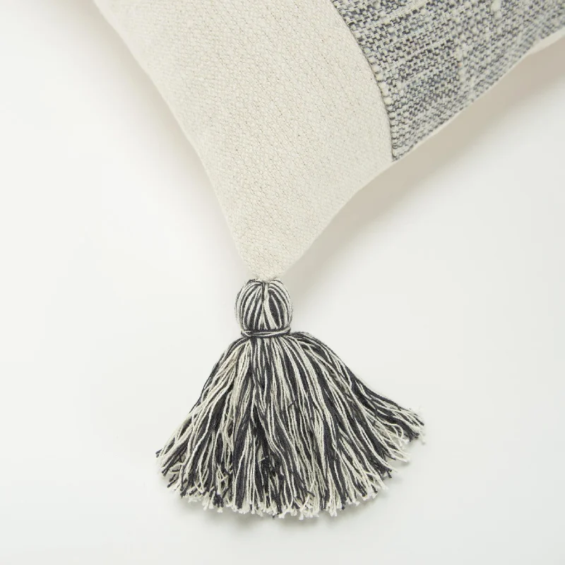 Back Support Pillows for Office Chairs20" Gray and Ivory Cotton Pillow With Tassels Edges Back Support Pillows for Office Chairs20" Gray and Ivory Cotton Pillow With Tassels Edges
