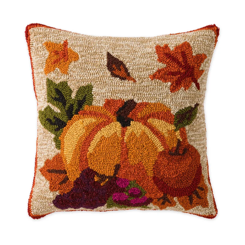 Down Alternative Pillows for Ethical ChoicesIndoor/Outdoor Fall Bounty Hand Hooked Polypropylene Throw Pillow