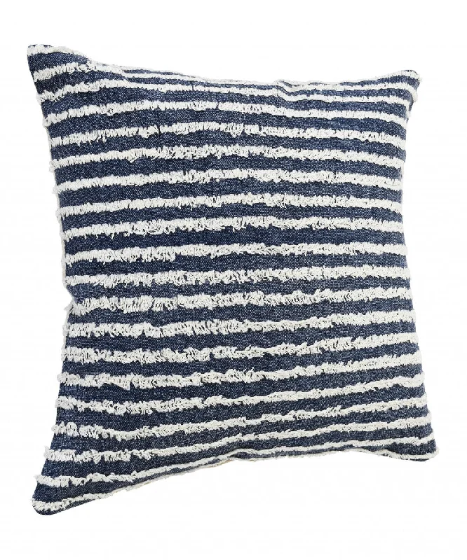 Back Support Pillows for Office Chairs20" X 20" Ensign Blue And Cream 100% Cotton Striped Zippered Pillow