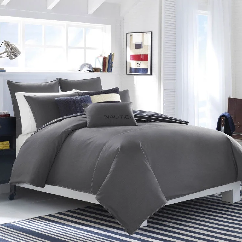 King - size comforters to fit large king - sized beds perfectlyNautica Seaward Charcoal Cotton Comforter Set