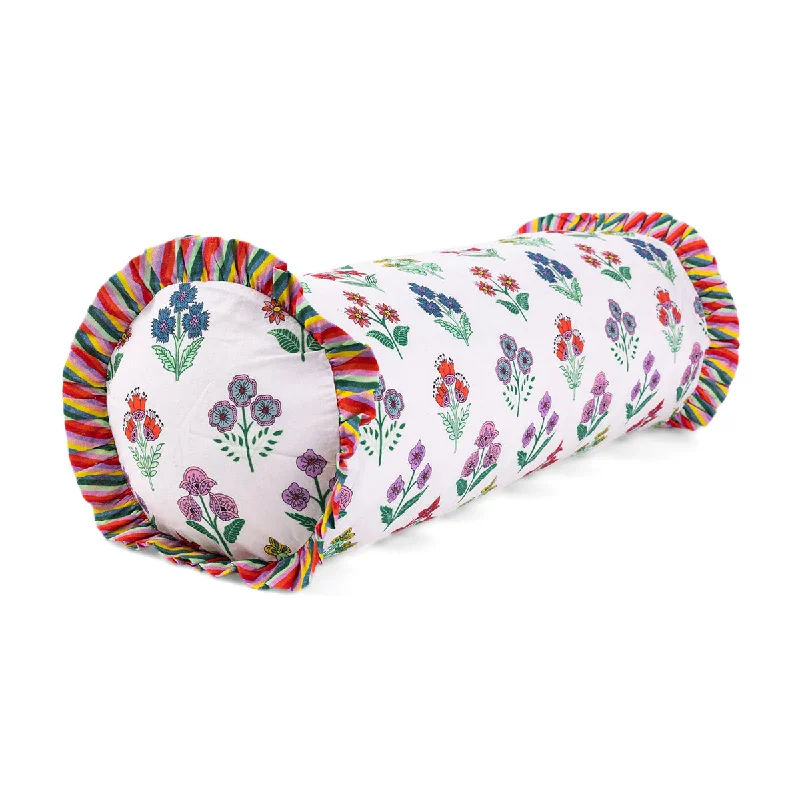 Round Pillows for Boho-Style InteriorsRuffle Bolster Pillow - Santini