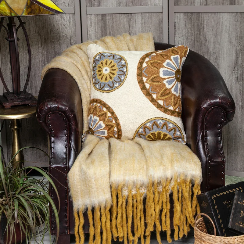 Memory Foam Pillows for Neck Support20" X 20" Beige And And Brown Floral Zippered 100% Cotton Throw Pillow