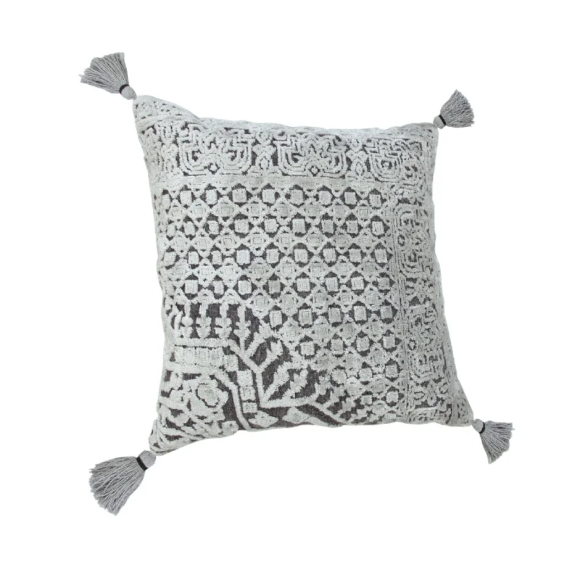 Silk Pillows for Smooth Skin and Hair20" X 20" Silver Gray And Dark Gray Viscose Geometric Zippered Pillow